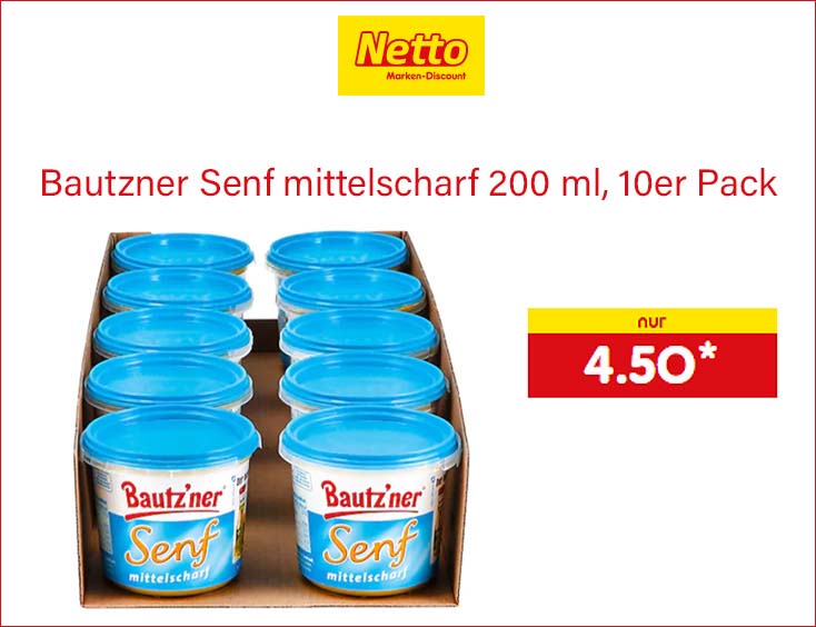 Bautzner Senf mittelscharf 200 ml, 10er Pack