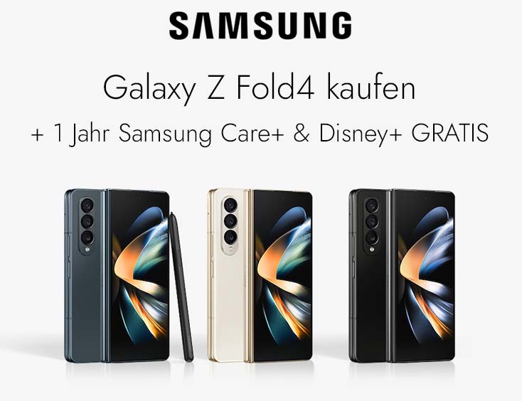 Galaxy Z Fold4 kaufen, 1 Jahr Samsung Care+ & Disney+ GRATIS dazu