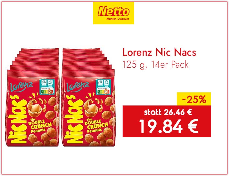 -25% RABATT | Lorenz Nic Nacs 125 g, 14er Pack