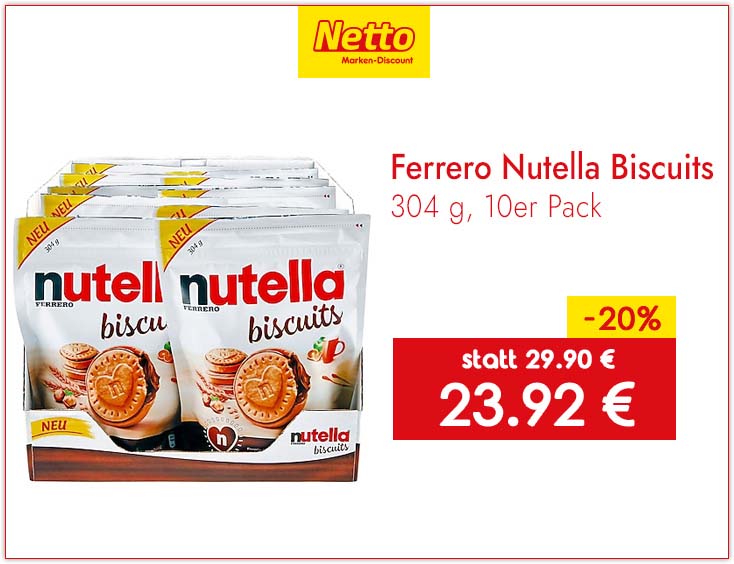 -20% RABATT | Ferrero Nutella Biscuits 304 g, 10er Pack
