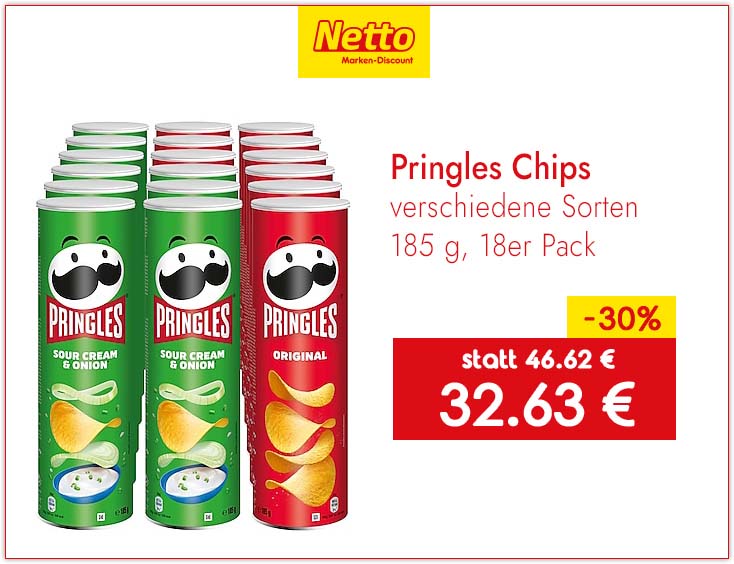 -30% RABATT | 18er Pack Pringles Chips