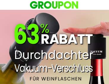 63% Rabatt: Durchdachter Vakuum-Verschluss für Weinflaschen