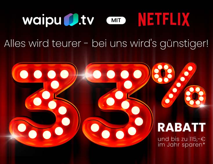 Waipu.tv jetzt 33% GÜNSTIGER