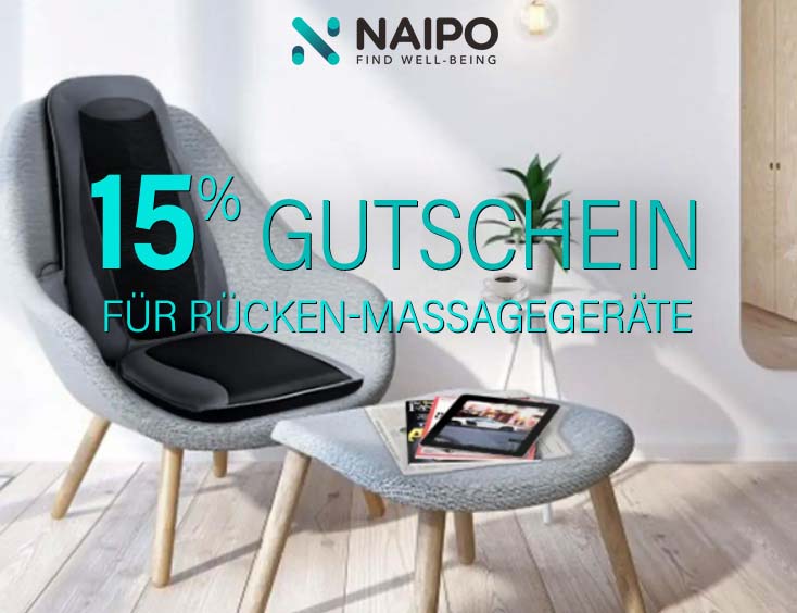 15% GUTSCHEIN für Rücken-Massage-Geräte