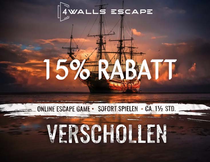 15% Rabatt auf den Online Escape Room „Verschollen"