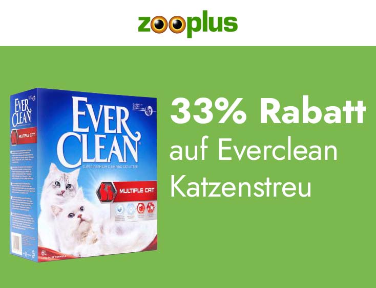 33% Rabatt auf Everclean Katzenstreu